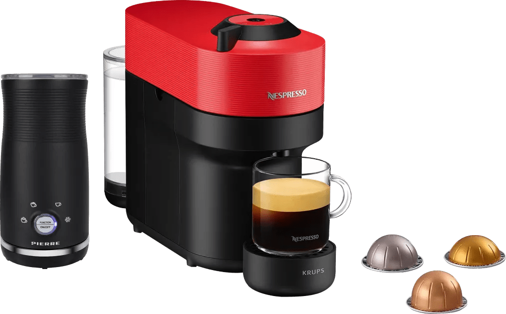 Krups Nespresso Vertuo Pop XN9205 Spicy Red + Pierre Melkopschuimer